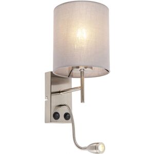 QAZQA Wall Lamp - Adjustable Reading Light - Gray QAZQA Wall Lamp - Adjustable Reading Light - Gray