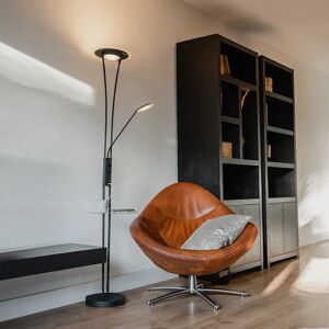 QAZQA Black Floor Lamp with Reading Arm - Modern Uplighter & USB QAZQA Black Floor Lamp with Reading Arm - Modern Uplighter & USB