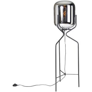 Qazqa Black Floor Lamp with Smoked Glass - Modern Design - E27 Max 60W Qazqa Black Floor Lamp with Smoked Glass - Modern Design - E27 Max 60W