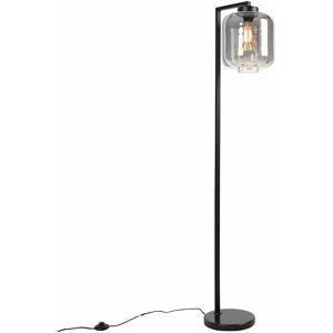 Qazqa Black Glass & Steel Floor Lamp - 153cm - E27 - IP20 Qazqa Black Glass & Steel Floor Lamp - 153cm - E27 - IP20