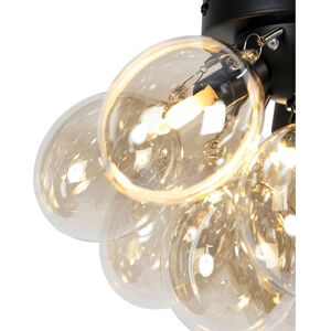 Qazqa Amber Glass Art Deco Ceiling Light - 3 Bulbs Qazqa Amber Glass Art Deco Ceiling Light - 3 Bulbs