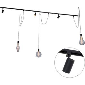QAZQA Modern Track System with 3 Spotlights and Pendants - Lighting QAZQA Modern Track System with 3 Spotlights and Pendants - Lighting