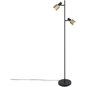 Qazqa Modern Steel Floor Lamp with Gold Shades - 156cm Qazqa Modern Steel Floor Lamp with Gold Shades - 156cm