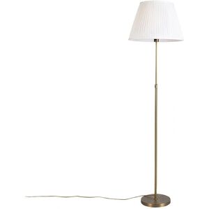 QAZQA Rustic Floor Lamp - Adjustable Height, Classic Pleated Shade - E27 60W Max - Bronze/Crema - Floor Lamp QAZQA Rustic Floor Lamp - Adjustable Height, Classic Pleated Shade - E27 60W Max - Bronze/Crema - Floor Lamp