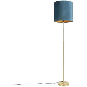 QAZQA Classic/Antique Floor Lamp Blue Velvet Gold - Floor Lamp QAZQA Classic/Antique Floor Lamp Blue Velvet Gold - Floor Lamp