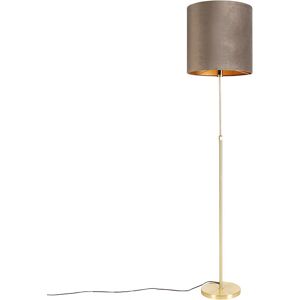 QAZQA Rustic Floor Lamp - Velvet Vison/Gold - Adjustable Height QAZQA Rustic Floor Lamp - Velvet Vison/Gold - Adjustable Height