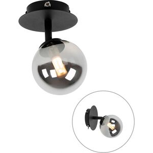 QAZQA Rural Wall Light - Black, Frosted Glass, Adjustable - Indoor QAZQA Rural Wall Light - Black, Frosted Glass, Adjustable - Indoor