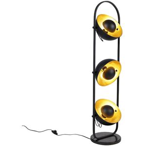 QAZQA Industrial Floor Lamp Black with Gold 3-Lights - Emilienne Novo QAZQA Industrial Floor Lamp Black with Gold 3-Lights - Emilienne Novo