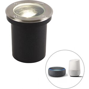 QAZQA Steel Ground Spot Light - WiFi, Dimmable - 345 Lumens - 4000K - Outdoor QAZQA Steel Ground Spot Light - WiFi, Dimmable - 345 Lumens - 4000K - Outdoor