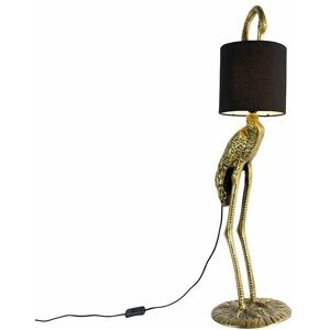 Qazqa Brass Vintage Floor Lamp - Adjustable Height - Black Fabric Shade - Indoor Use Qazqa Brass Vintage Floor Lamp - Adjustable Height - Black Fabric Shade - Indoor Use