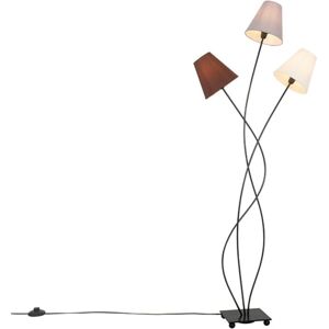 Qazqa Modern Black Fabric 3-Light Floor Lamp - Living Room Decor Qazqa Modern Black Fabric 3-Light Floor Lamp - Living Room Decor