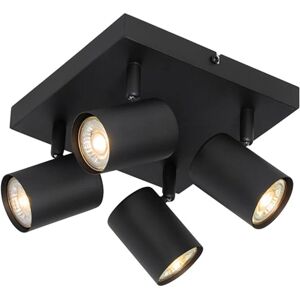 Qazqa Black Square Adjustable 4-Light Ceiling Lamp - Ceiling Light Qazqa Black Square Adjustable 4-Light Ceiling Lamp - Ceiling Light