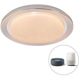 Qazqa Modern Smart White Ceiling Light 48cm RGB Dimmable - Jochem Qazqa Modern Smart White Ceiling Light 48cm RGB Dimmable - Jochem