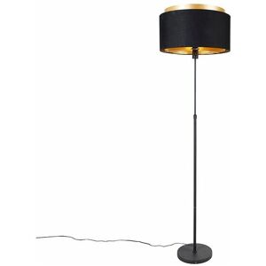 Qazqa Modern Floor Lamp Black Gold Duo Shade - Adjustable 60W Qazqa Modern Floor Lamp Black Gold Duo Shade - Adjustable 60W