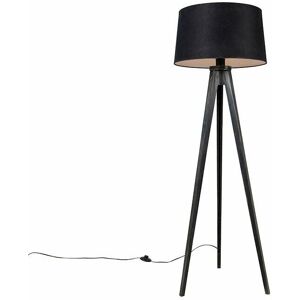 Qazqa Black Tripod Floor Lamp - Classic Wood/Linen/Textile - E27 Max 60W Qazqa Black Tripod Floor Lamp - Classic Wood/Linen/Textile - E27 Max 60W
