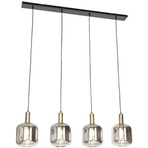QAZQA Zuzanna Black Gold Smoke Glass 4-light Pendant Lamp - Hanging Light QAZQA Zuzanna Black Gold Smoke Glass 4-light Pendant Lamp - Hanging Light