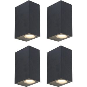 Qazqa Modern Wall Lamp Set - Black, Rectangular, IP44 - 4pcs Qazqa Modern Wall Lamp Set - Black, Rectangular, IP44 - 4pcs