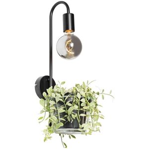 Qazqa Roslini Wall Lamp - Modern Black with Glass Qazqa Roslini Wall Lamp - Modern Black with Glass