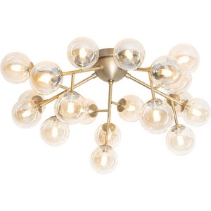 QAZQA Modern ceiling lamp bronze with amber glass 20 lights - Bianca QAZQA Modern ceiling lamp bronze with amber glass 20 lights - Bianca