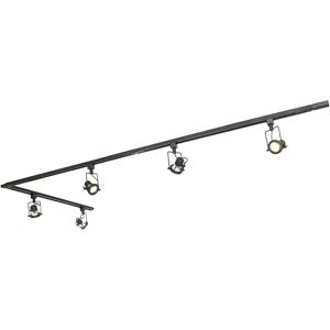Sistema de carril negro con 5 focos - Iluminación industrial Qazqa Sistema de carril negro con 5 focos - Iluminación industrial Qazqa