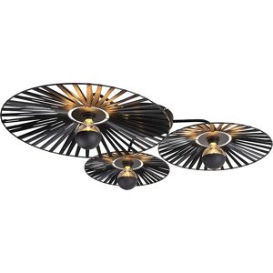 QAZQA Rural ceiling lamp black 3-light - Leia - Ceiling lamp QAZQA Rural ceiling lamp black 3-light - Leia - Ceiling lamp