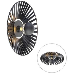 Qazqa Black Rustic Wall Lamp - 40cm Round Light Fixture Qazqa Black Rustic Wall Lamp - 40cm Round Light Fixture