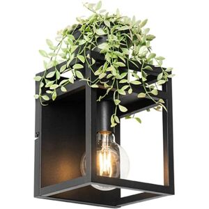 Qazqa Industrial Wall Lamp Black with Rack - E27, Max 60W Qazqa Industrial Wall Lamp Black with Rack - E27, Max 60W