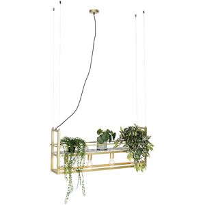 QAZQA Gold Cage Rack Hanging Lamp - Industrial Steel/Marble - 4 Lights QAZQA Gold Cage Rack Hanging Lamp - Industrial Steel/Marble - 4 Lights