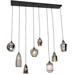 QAZQA Hanne Black Art Deco Hanging Lamp - 8 Lights QAZQA Hanne Black Art Deco Hanging Lamp - 8 Lights