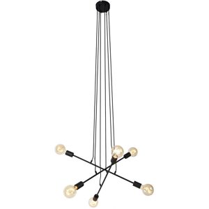 QAZQA Lámpara colgante moderna Sydney - Negro - 80cm - 6 luces QAZQA Lámpara colgante moderna Sydney - Negro - 80cm - 6 luces
