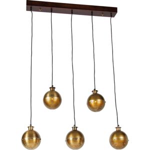 QAZQA Industrial Hanging Lamp Bronze Wood 5 Lights - Haicha - Light Fixture Type QAZQA Industrial Hanging Lamp Bronze Wood 5 Lights - Haicha - Light Fixture Type