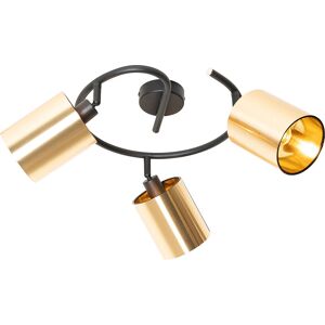 Qazqa Modern Black Gold Ceiling Light - Lofty - 3 Lights Qazqa Modern Black Gold Ceiling Light - Lofty - 3 Lights