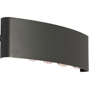 Qazqa Modern Outdoor Wall Light Dark Gray 10 LEDs IP54 - Aluminum/Plastic Qazqa Modern Outdoor Wall Light Dark Gray 10 LEDs IP54 - Aluminum/Plastic