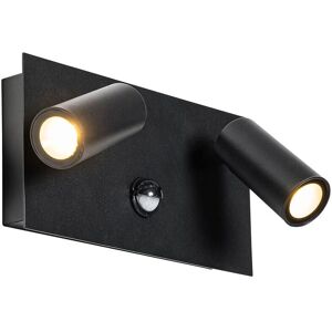 Qazqa Modern Wall Light with Motion Sensor - Black - 2 LED Lights Qazqa Modern Wall Light with Motion Sensor - Black - 2 LED Lights