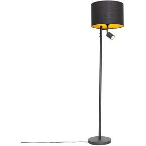 Qazqa Modern Floor Lamp Black Gold Reading Light Jelena Qazqa Modern Floor Lamp Black Gold Reading Light Jelena