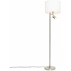 QAZQA Modern Floor Lamp with White Shade and Reading Light - Jelena QAZQA Modern Floor Lamp with White Shade and Reading Light - Jelena