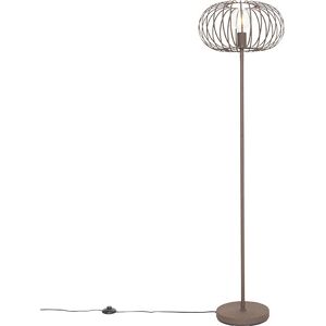 Qazqa Lampada da terra in acciaio con dettaglio in filo - E27 Max 40W - Marrone ruggine Qazqa Lampada da terra in acciaio con dettaglio in filo - E27 Max 40W - Marrone ruggine