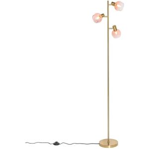 Qazqa - Art Deco Floor Lamp Pink Crystal 3 Lights - Steel/Glass Qazqa - Art Deco Floor Lamp Pink Crystal 3 Lights - Steel/Glass