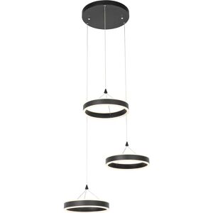 QAZQA Black Round Hanging Lamp - Dimmable 3-step LED - Lyani QAZQA Black Round Hanging Lamp - Dimmable 3-step LED - Lyani
