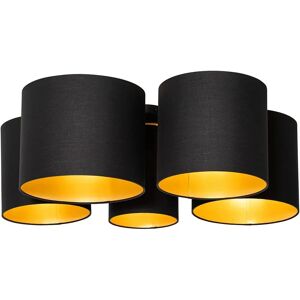 Qazqa - Moderno Plafón black with gold interior 5 lights - Ceiling Light Qazqa - Moderno Plafón black with gold interior 5 lights - Ceiling Light