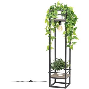 Lampada da terra industriale nera con legno - Cage Rack - E27 - Max 60W Lampada da terra industriale nera con legno - Cage Rack - E27 - Max 60W