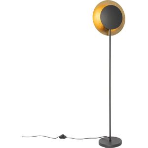 Lámpara de pie Art Déco Qazqa Emilienne - Negro y Oro - E27 - 40W Lámpara de pie Art Déco Qazqa Emilienne - Negro y Oro - E27 - 40W
