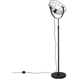 Qazqa Industrial Floor Lamp Black Adjustable - Hanze Qazqa Industrial Floor Lamp Black Adjustable - Hanze