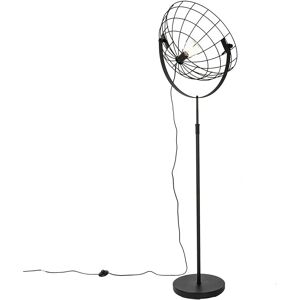 Lámpara de pie industrial QAZQA - Acero negro ajustable 60W Lámpara de pie industrial QAZQA - Acero negro ajustable 60W