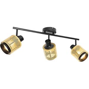 QAZQA Industrial Ceiling Light - 3 Lights - Black with Gold - Steel - IP20 QAZQA Industrial Ceiling Light - 3 Lights - Black with Gold - Steel - IP20
