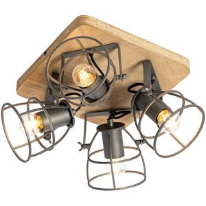 Qazqa Industrial Wood 4-Light Adjustable Gray Ceiling Lamp - Ceiling Light Qazqa Industrial Wood 4-Light Adjustable Gray Ceiling Lamp - Ceiling Light