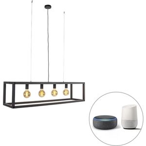 QAZQA Industrial Pendant Light Black 4 Lights WiFi G95 - Big Cage 2 QAZQA Industrial Pendant Light Black 4 Lights WiFi G95 - Big Cage 2