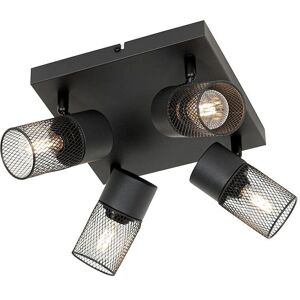 Qazqa Steel Adjustable Industrial Ceiling Light - 4 Lights - Black Qazqa Steel Adjustable Industrial Ceiling Light - 4 Lights - Black