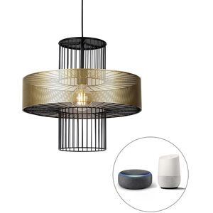 QAZQA Smart Pendant Light Gold Black 50cm WiFi G95 - Tess QAZQA Smart Pendant Light Gold Black 50cm WiFi G95 - Tess