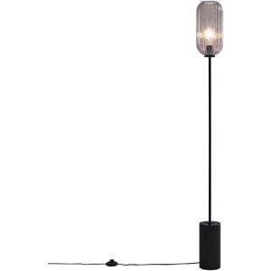 Lámpara de pie Art Déco negra con cristal ahumado - 150cm Lámpara de pie Art Déco negra con cristal ahumado - 150cm